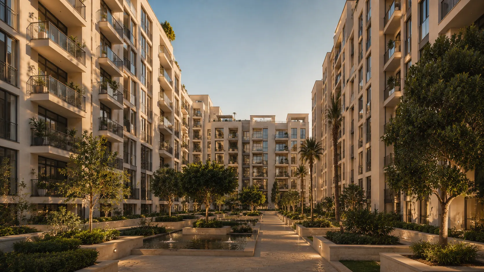 Mid-market apartment courtyard